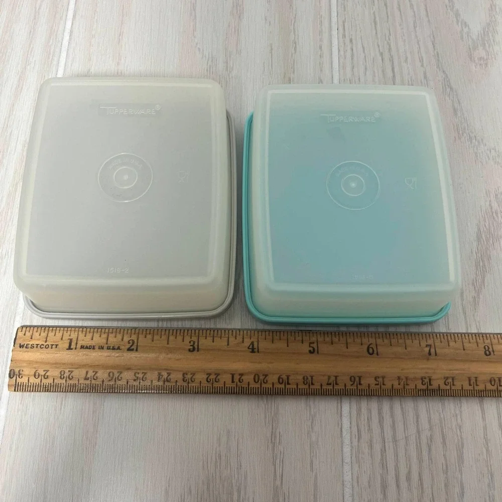 Tupperware Square a-way 4 Small Food Storage Containers pastel lids 1516